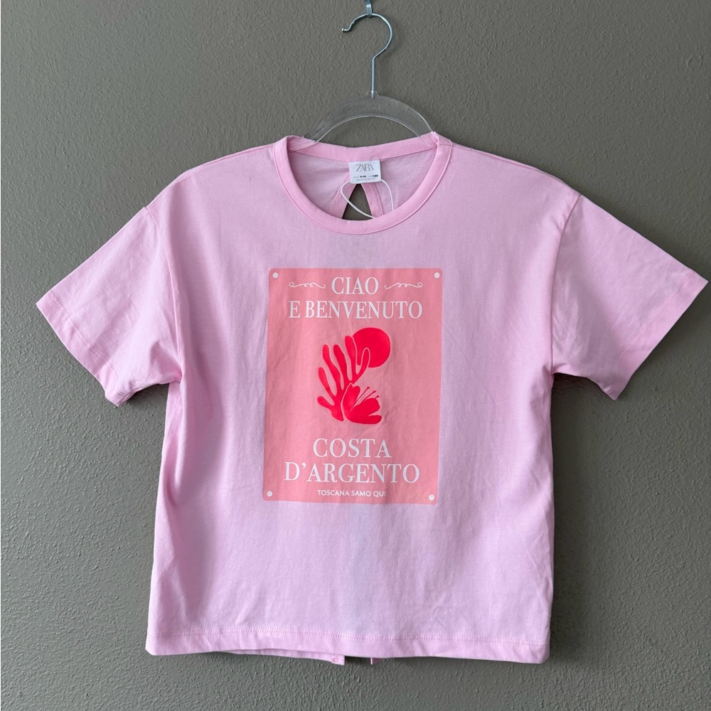 Zara Short Sleeve Keyhole Split Back Summer Casual T-Shirt Juniors 9-10